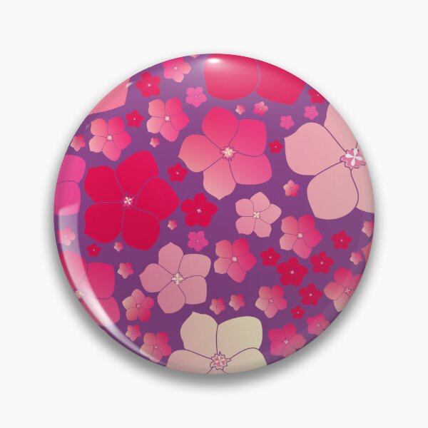Artikelvorschau, Tossed Five-Petal Pink Flowers on Bright Purple Half-Drop Repeat 5748 entworfen und verkauft von Art in My Loft.