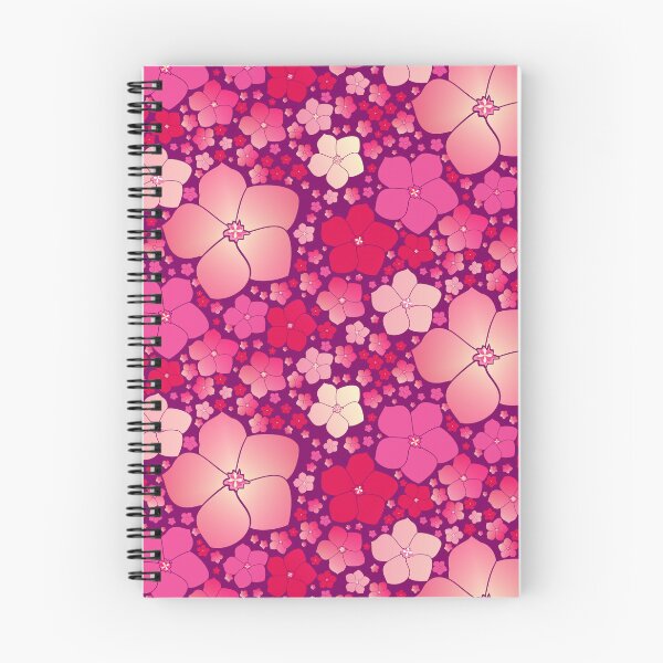 Item preview, Tossed Five-Petal Pink Flowers on Plum Half-Drop Repeat 5748 designed and sold by Art in My Loft.