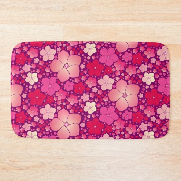 Item preview, Tossed Five-Petal Pink Flowers on Plum Half-Drop Repeat 5748 designed and sold by Art in My Loft.