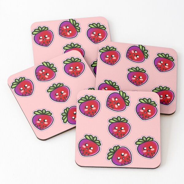 Item preview,  9 designs  of adorable red strawberries with cute kawaii faces designed and sold by kitsuneins.