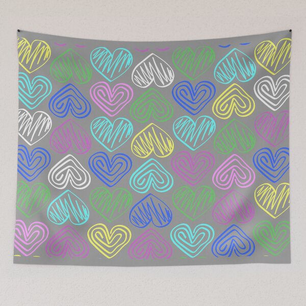 Item preview, Multicolored hand-drawing hearts designed and sold by ReflectedCrafts.