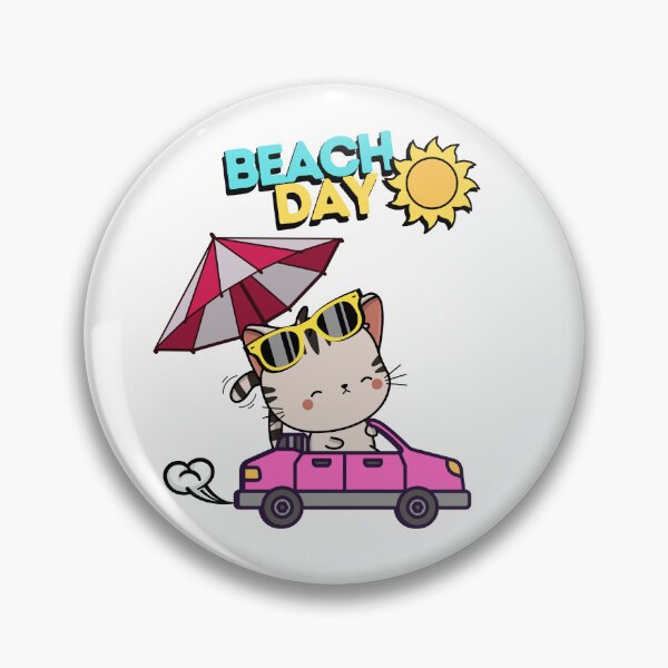 Item preview, Cute Tabby Cat Driving a convertible with umbrella to the beach designed and sold by Pet Station.