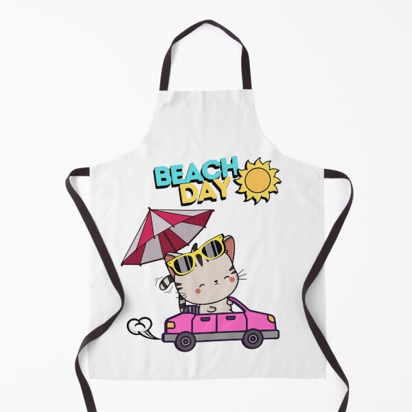 Item preview, Cute Tabby Cat Driving a convertible with umbrella to the beach designed and sold by Pet Station.