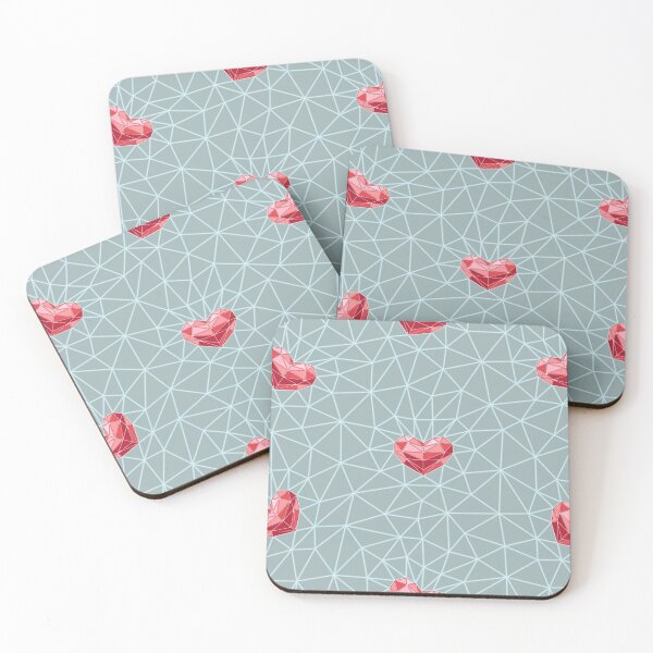 Item preview, Grid mesh from triangles and hearts - seamless pattern designed and sold by ReflectedCrafts.