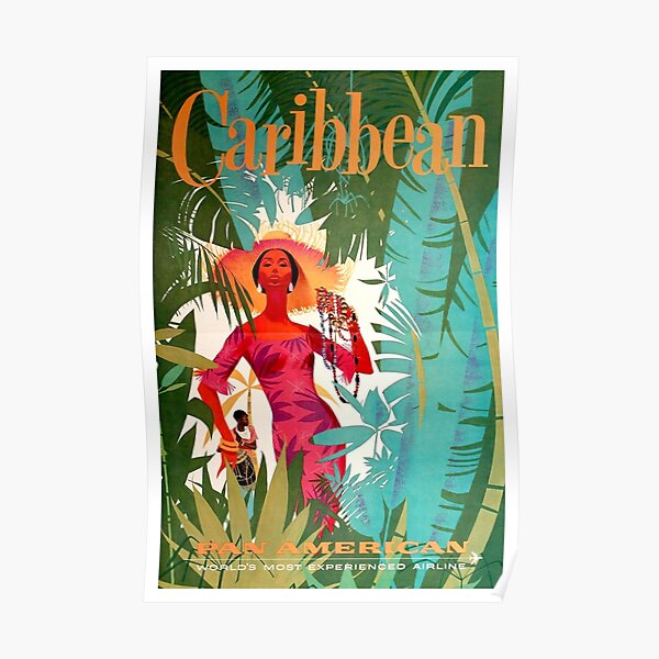 Vintage Caribbean Travel Poster Poster