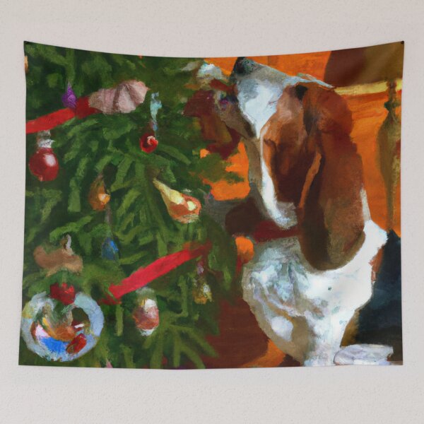 Item preview, Basset Hound decorating tree  designed and sold by GhostlierNation.
