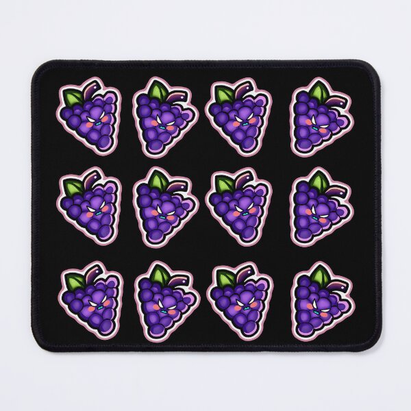Item preview, 12 designs of purple grapes with an adorable green leaf with angry faces designed and sold by kitsuneins.