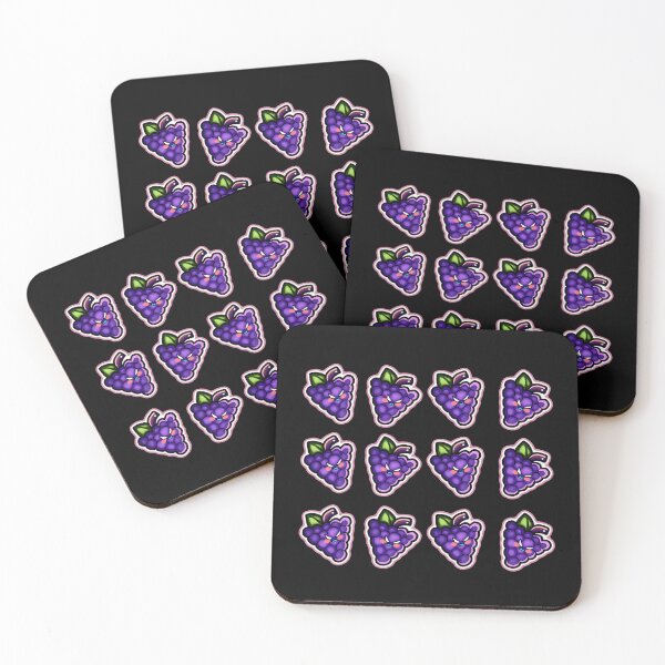 Item preview, 12 designs of purple grapes with an adorable green leaf with angry faces designed and sold by kitsuneins.