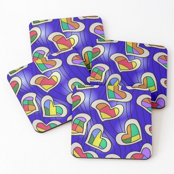Item preview, Stained glass window of multicolored hearts designed and sold by ReflectedCrafts.