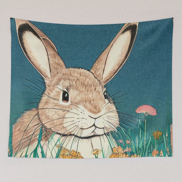 Item preview, Floral Lovely American Fuzzy Lop Cute Bunny Rabbit designed and sold by wigobun.