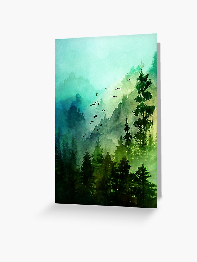Thumbnail 1 of 2, Greeting Card, Mountain Morning designed and sold by Nadjaa.