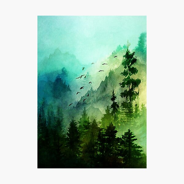 Colorful Pine Trees- Original Art Watercolor- 5x7 Greeting Card - Ridge  Light Ranch