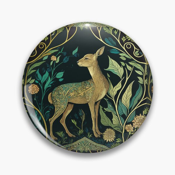 Item preview, Floral woodland deer illustration designed and sold by FlatLandPrints.