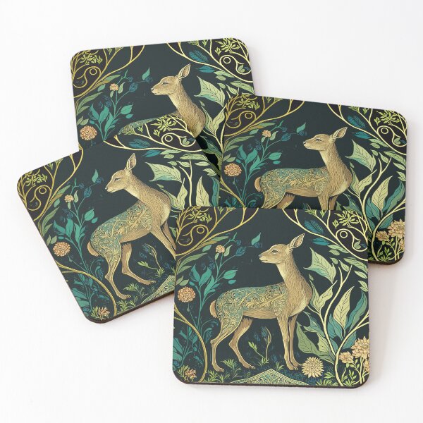 Item preview, Floral woodland deer illustration designed and sold by FlatLandPrints.