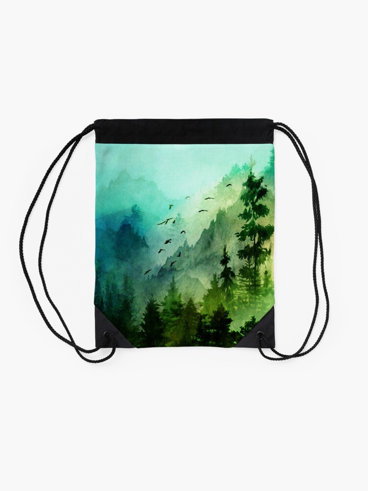 Alternate view of Mountain Morning Drawstring Bag