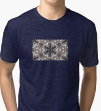 Leather snowflakes, Black, gray, white, hand stitched - Winter Theme Tri-blend T-Shirt