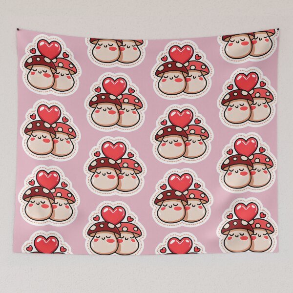 Item preview, Two Kawaii Mushrooms In Love designed and sold by ZenEverAI.