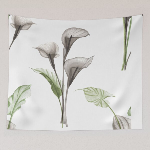 Item preview, Xray Calla flowers. Tropical translucent watercolor flowers and leaves print designed and sold by likapix.