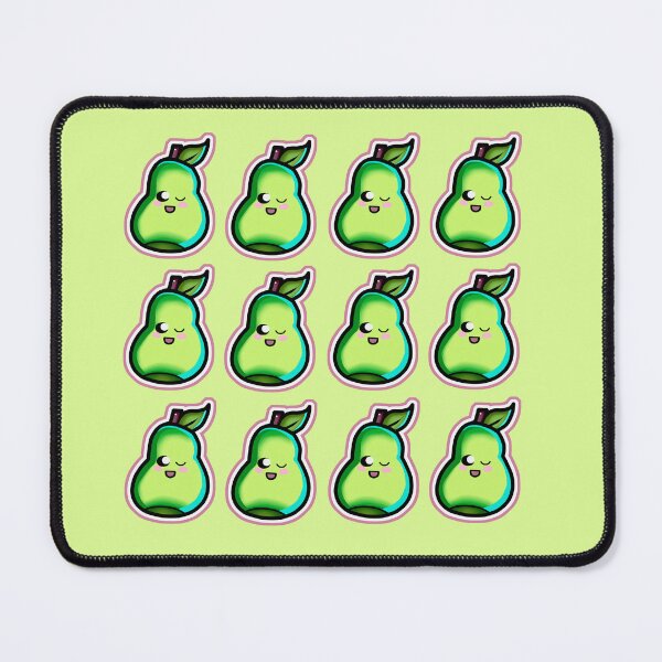 Item preview, 12 designs of green pears with a smile and winking eyes in cute kawaii style designed and sold by kitsuneins.