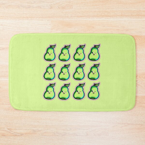 Item preview, 12 designs of green pears with a smile and winking eyes in cute kawaii style designed and sold by kitsuneins.