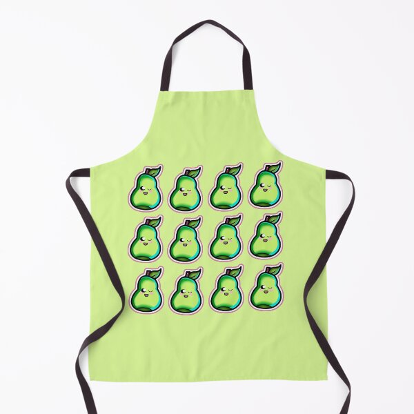 Item preview, 12 designs of green pears with a smile and winking eyes in cute kawaii style designed and sold by kitsuneins.