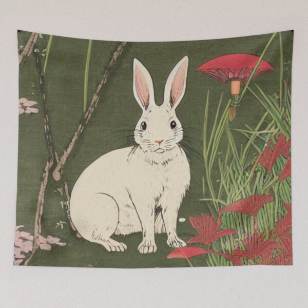 Item preview, White Beautiful American Rabbit Lop Animal Bunny Vintage designed and sold by wigobun.