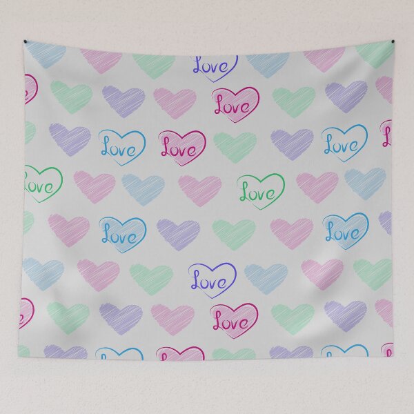 Item preview, Hand drawing hearts and word love, seamless vector pattern  designed and sold by ReflectedCrafts.
