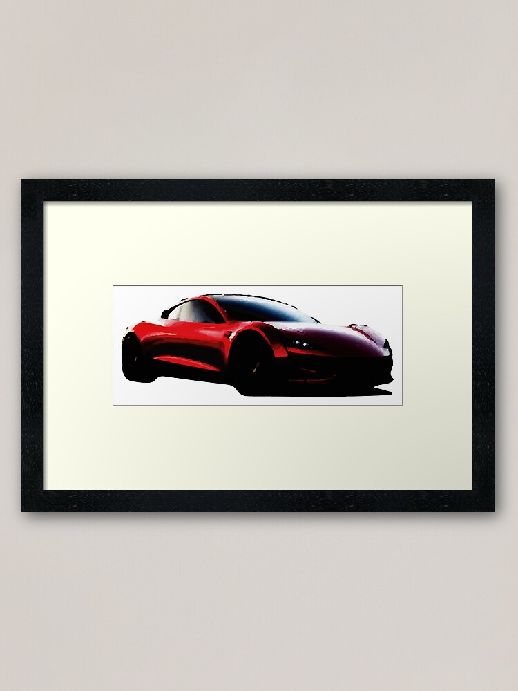 TESLA ROADSTER SUPERCAR FRAMED PRINT WALL ART