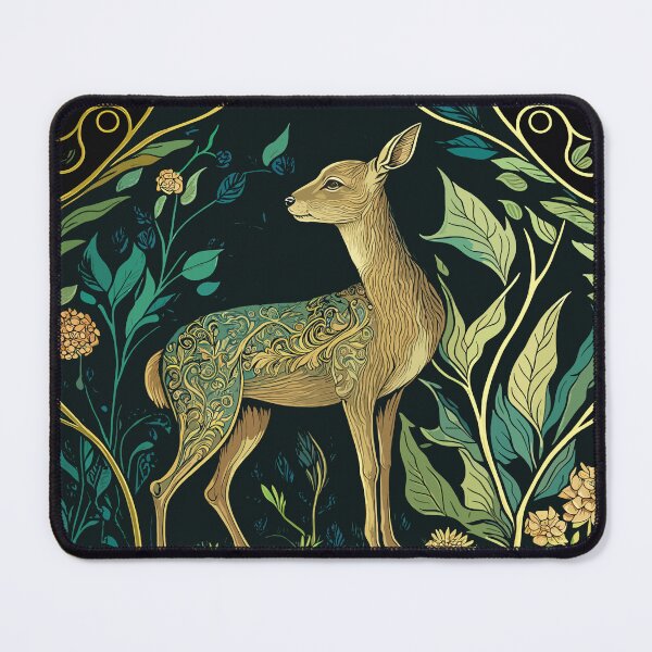 Item preview, Floral woodland deer illustration designed and sold by FlatLandPrints.