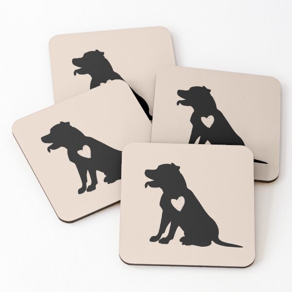 Item preview, Staffordshire Bull Terrier Black Silhouette Heart Love Cute Gift designed and sold by Omoozo.