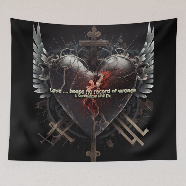 Item preview, Heart and Christian Cross Symbolizing Forgiveness - 1 Corinthians 13:5 [b] - Bible Verse designed and sold by Art4Christ.