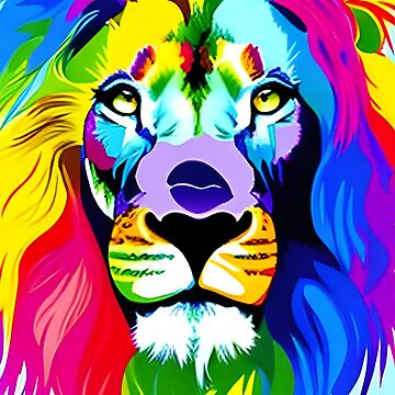 Dreamy colorful strong lion
