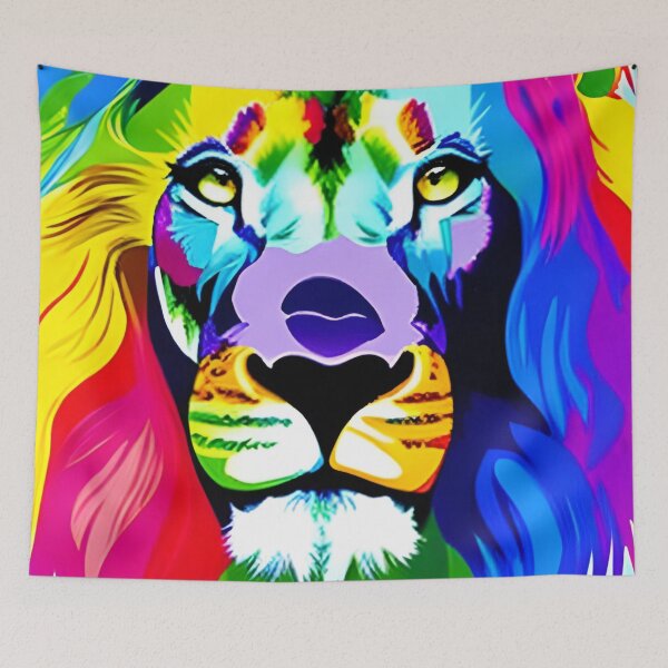 Item preview, Rainbow lion wallpaper designed and sold by The Love Quill.