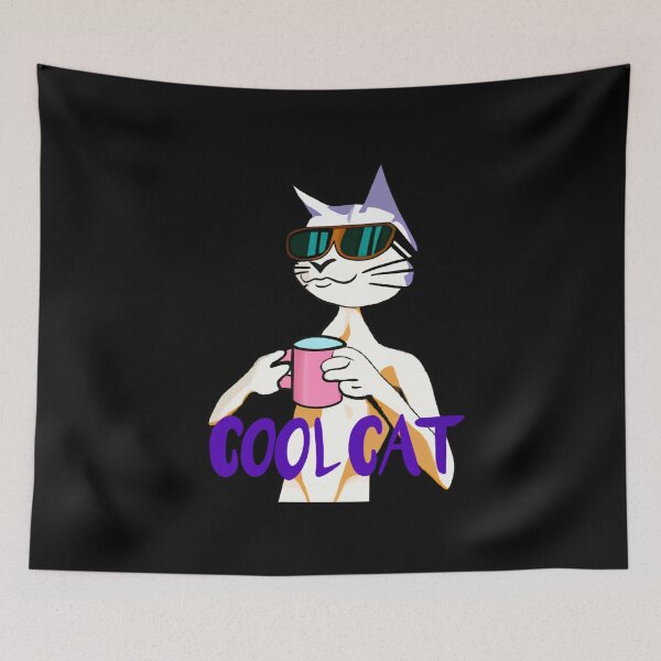 Item preview, Cool Cat Coffee Art – Funny Coffee Drinking Cat Illustration designed and sold by Vividality.