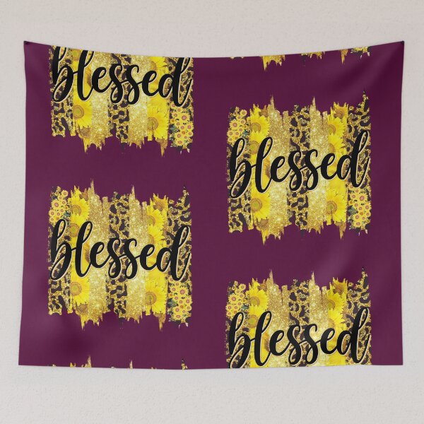 Item preview, Blessed Text with Gold Sunflowers designed and sold by sweetbelle.