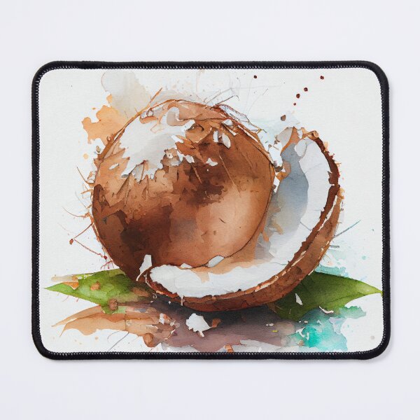 Item preview, Watercolor coconut with dripping paint ink splash designed and sold by DesArtStudio.