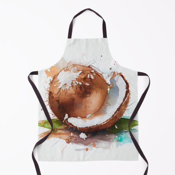 Item preview, Watercolor coconut with dripping paint ink splash designed and sold by DesArtStudio.