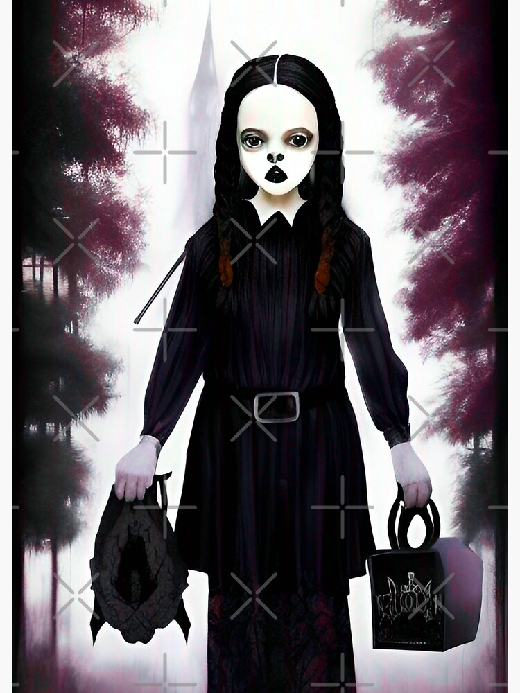 Poster for Sale avec l'œuvre « Poupée de dessin animé mercredi Addams » de  l'artiste Elegant-Advice