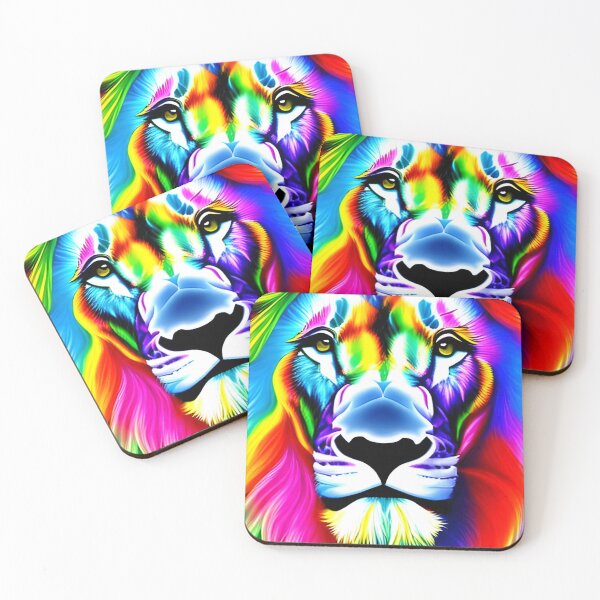 Item preview, Rainbow lion wallpaper, rainbow lion painting designed and sold by The Love Quill.