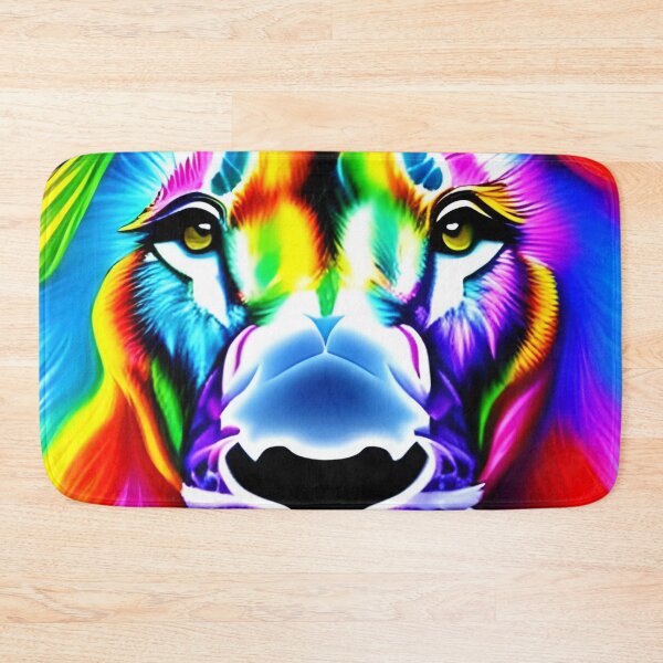 Item preview, Rainbow lion wallpaper, rainbow lion painting designed and sold by The Love Quill.