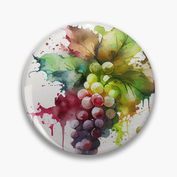 Item preview, Watercolor grapes with dripping paint ink splash  designed and sold by DesArtStudio.