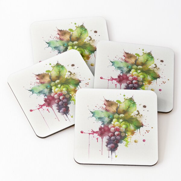 Item preview, Watercolor grapes with dripping paint ink splash  designed and sold by DesArtStudio.