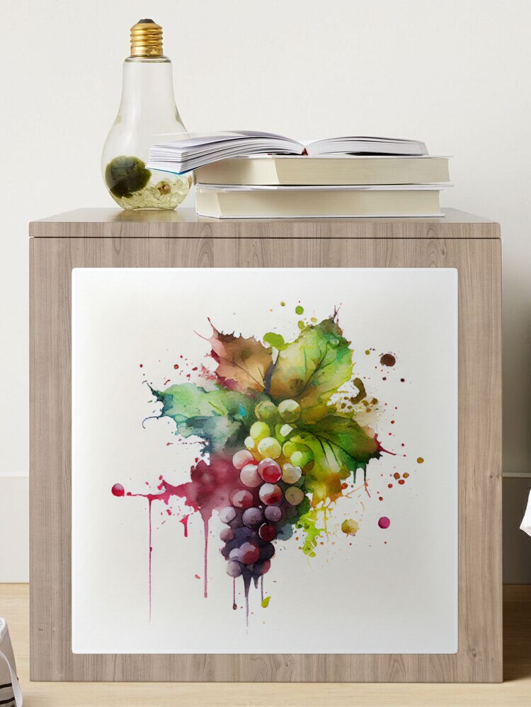 Stainless steel backsplash tiles. Still life, grapes, pineapples, wine,  pear tiles