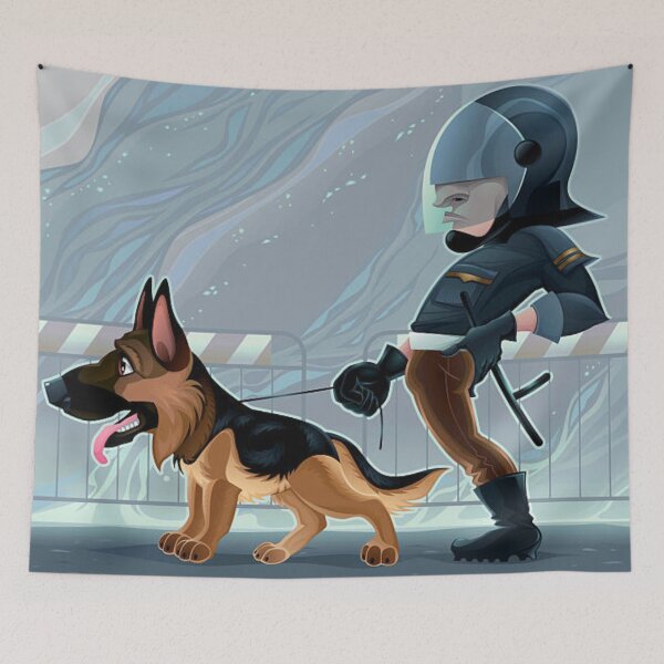 Item preview, Policeman Boy With German Shepherd Dog designed and sold by DesignVertex.