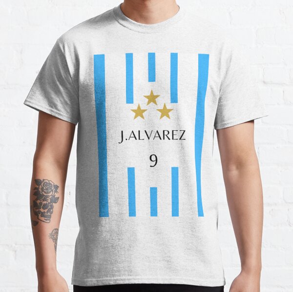 J. ALVAREZ #9 Argentina Three Stars Home Jersey 2022