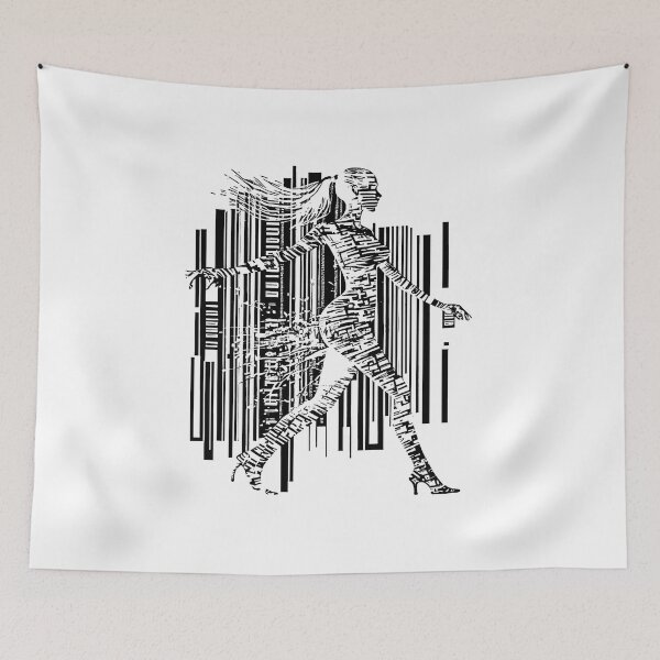 Item preview, Girl shape on bar code on black designed and sold by Orloff.
