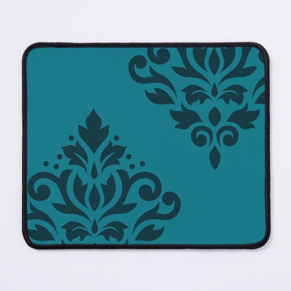 Item preview, Scroll Damask Art I Dark on Mid Teal designed and sold by NataliePaskell.