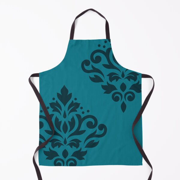 Item preview, Scroll Damask Art I Dark on Mid Teal designed and sold by NataliePaskell.