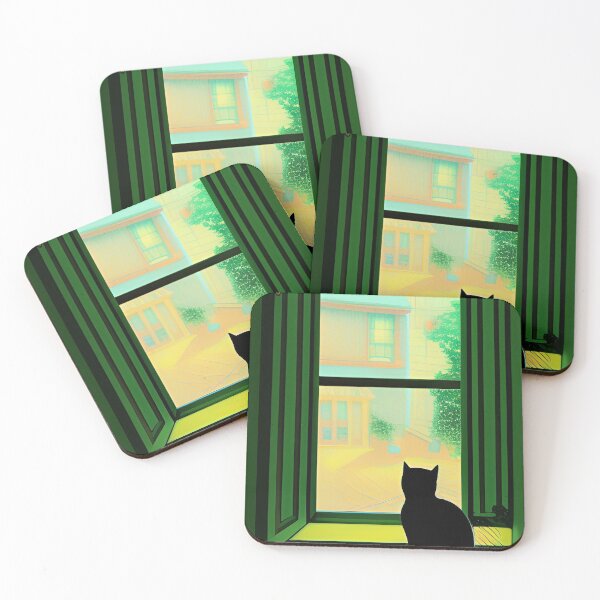 Item preview, Silhouette of Black Cat Looking out Window - Modern Stylish Artwork designed and sold by emmtayloor.