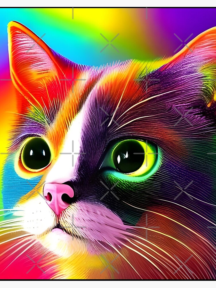 Rainbow cat Wallpaper 4K, Blue background, Cute Cat, 5K, 8K